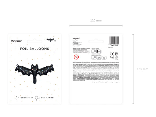 Foil Balloon Bat- Black