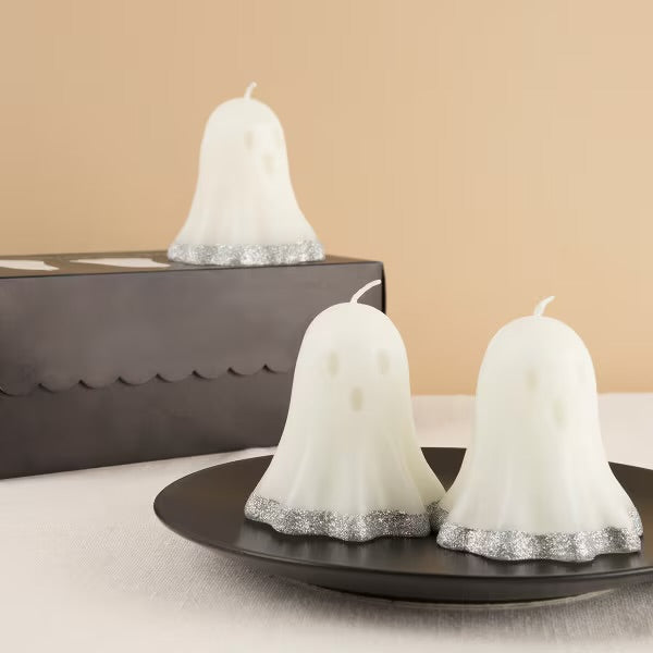 Glitter Dipped Ghost Candles (x 3)