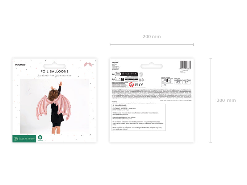 Foil Balloon Bat Wings- Pink Hologrpahic