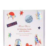 Robot Concertina Valentine Cards & Stickers (x 12)