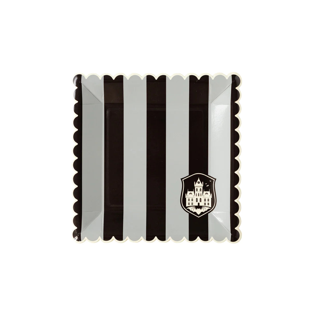 PARTY MORE TONAL BLACK STRIPE PAPER PLATE