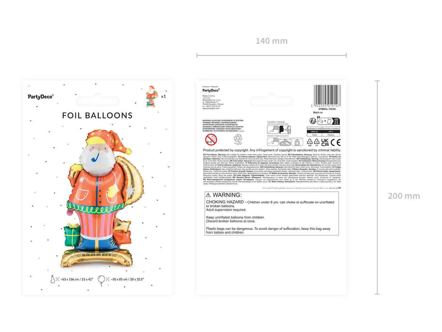 Standing Foil Balloon Santa