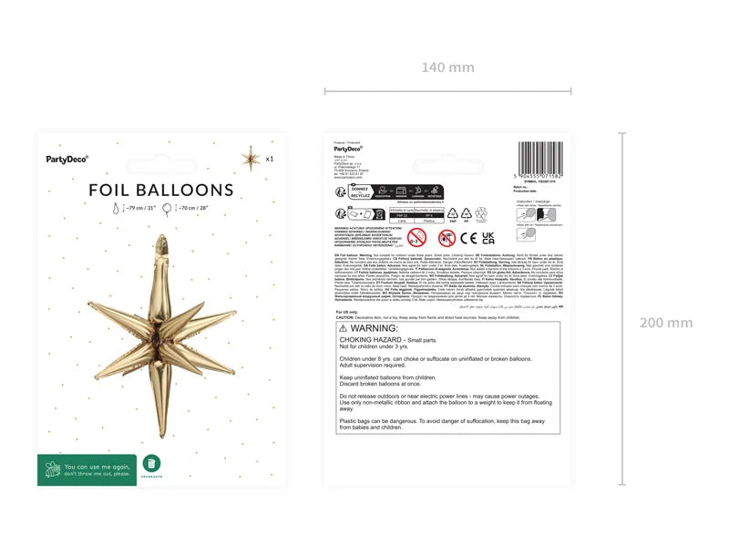 3D Foil Balloon Star Gold