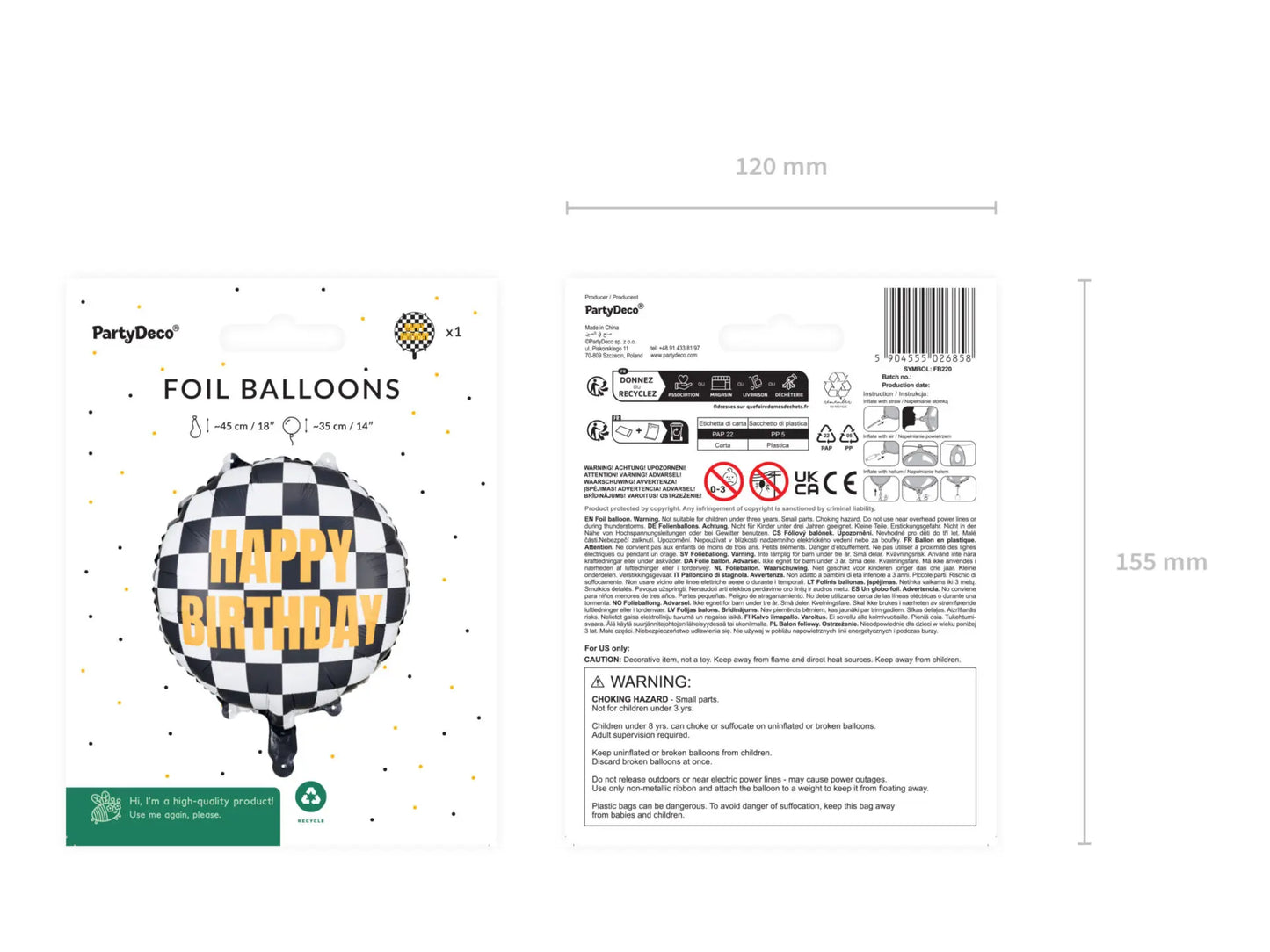 Foil Balloon Checkered Flag Happy Birthday