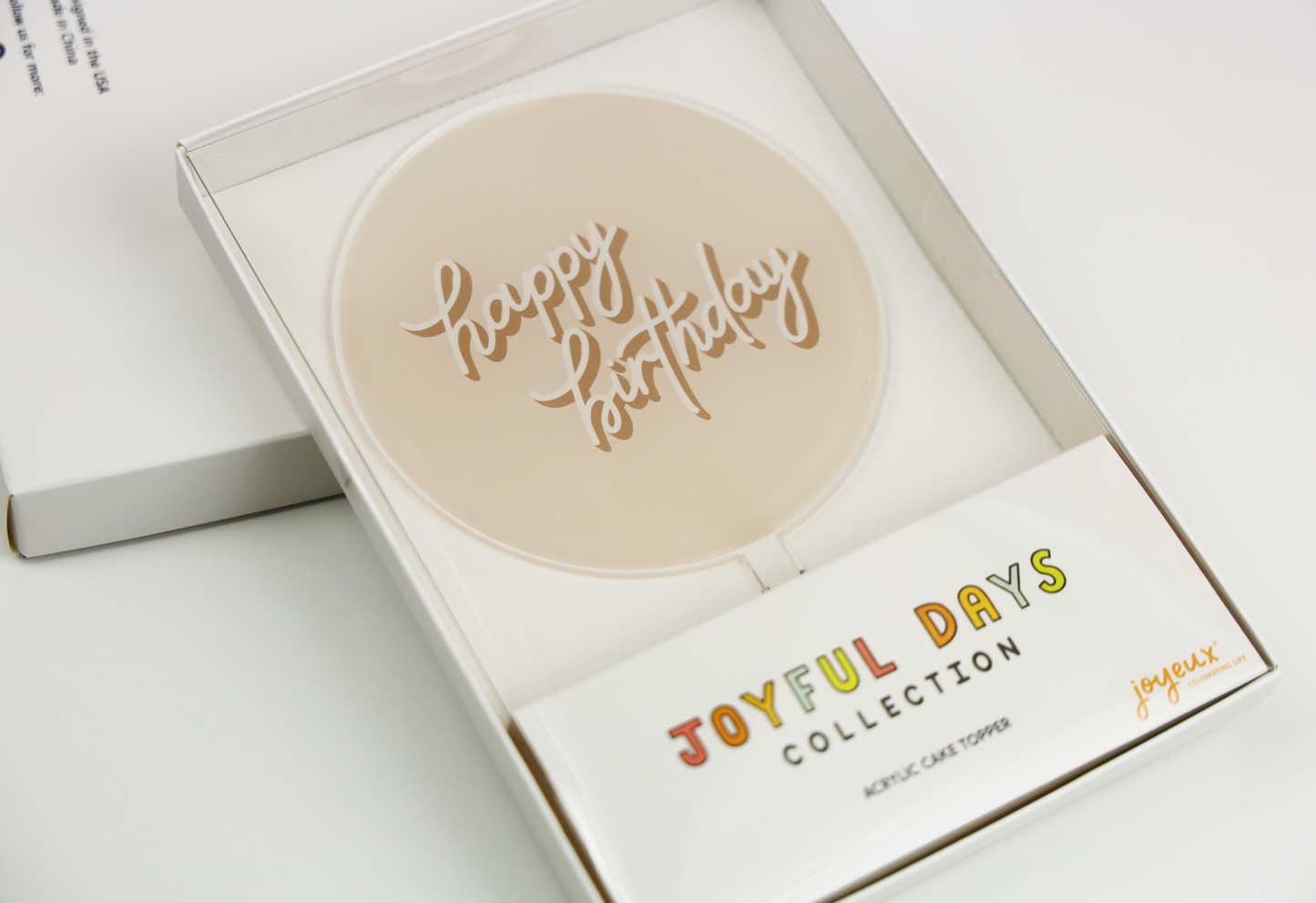 Happy Birthday Taupe Acrylic Cake Topper