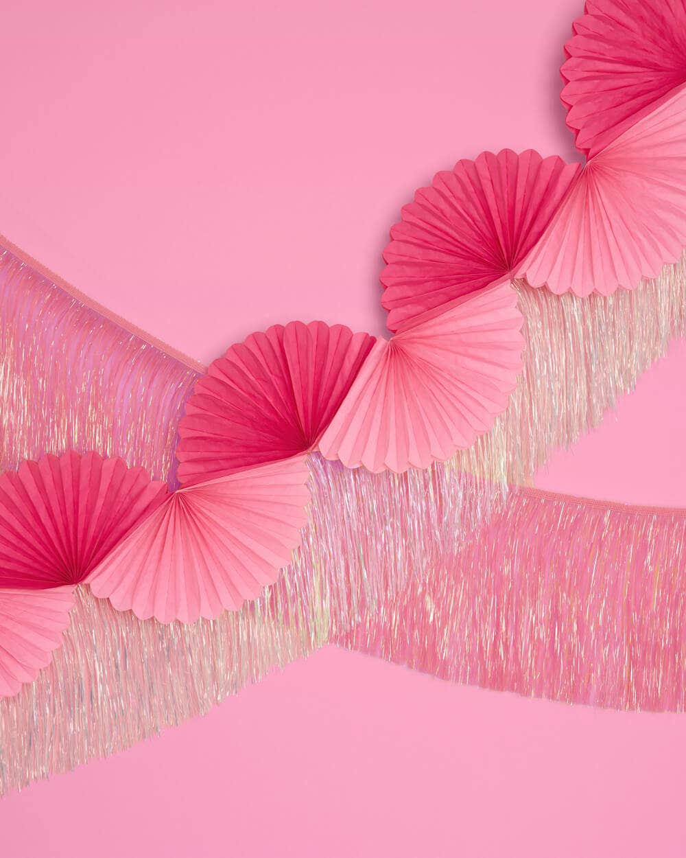 Pink Paper Fan Garland, Birthday Banner, Bachelorette