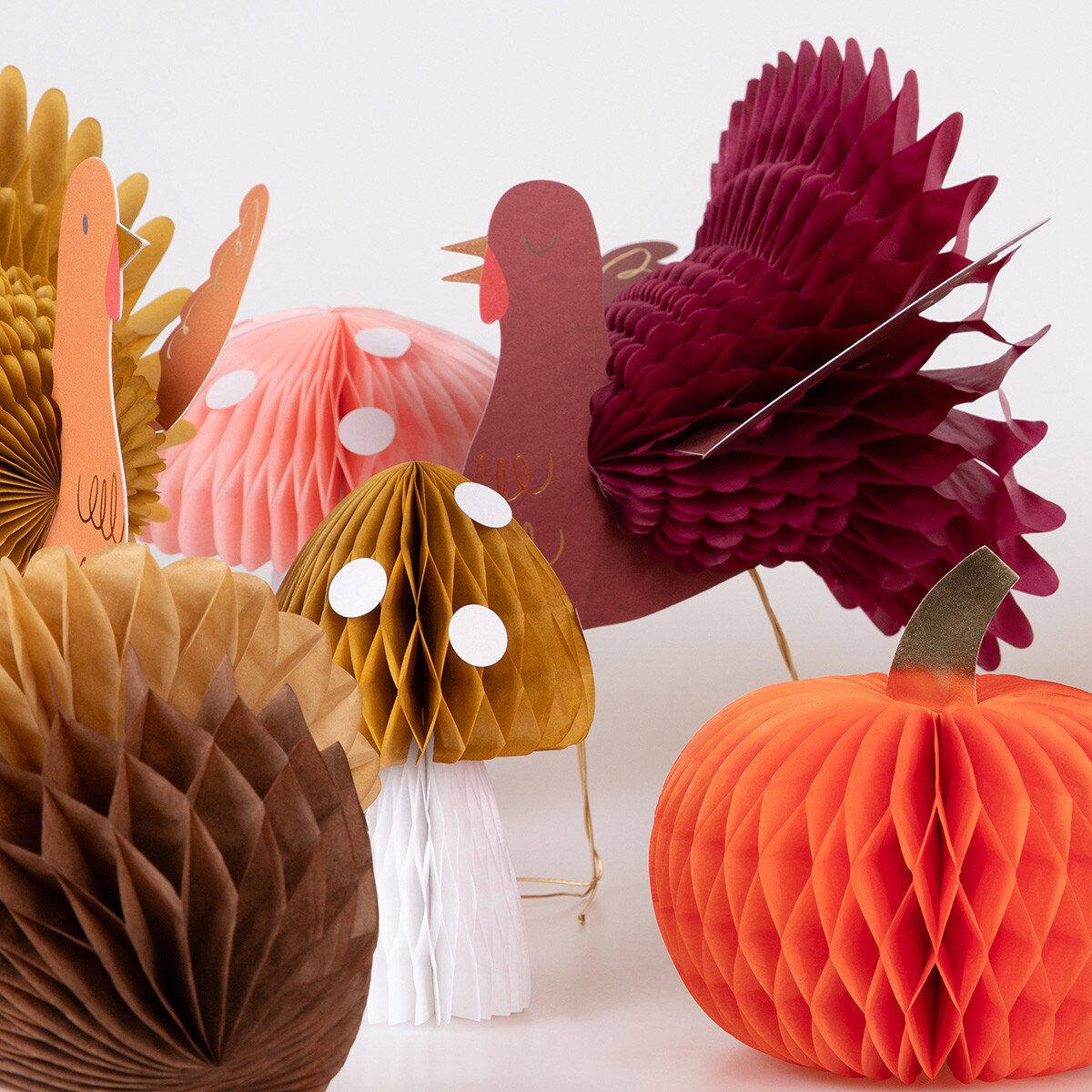 Mixed Thanksgiving Honeycomb Decorations (x 11)