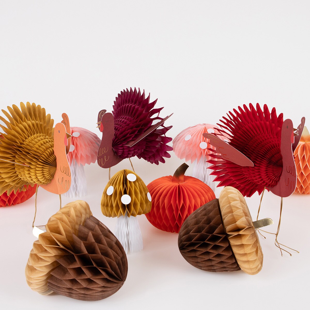 Mixed Thanksgiving Honeycomb Decorations (x 11)