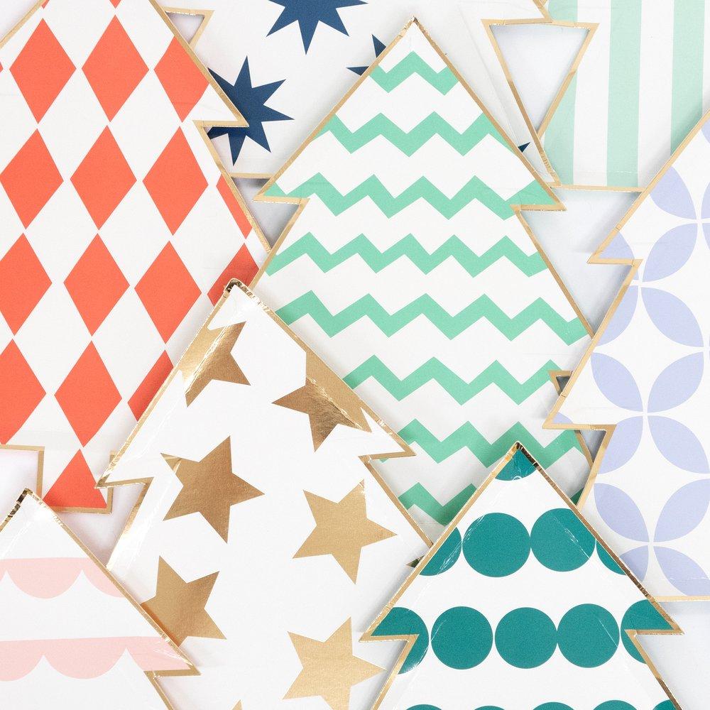 Patterned Christmas Tree Plates