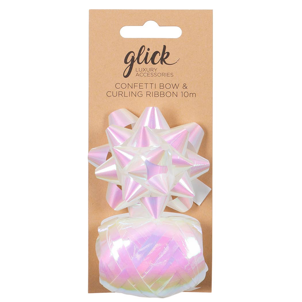BOW/CURLING RIBBON MULTIPACK IRRIDESCENT WHITE