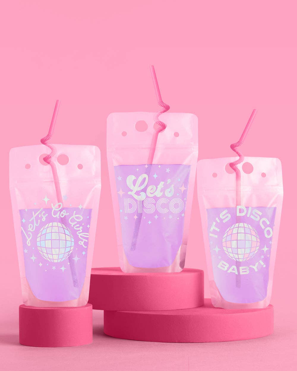 Disco Drink Pouches, Bachelorette Supplies, Bridal Cups