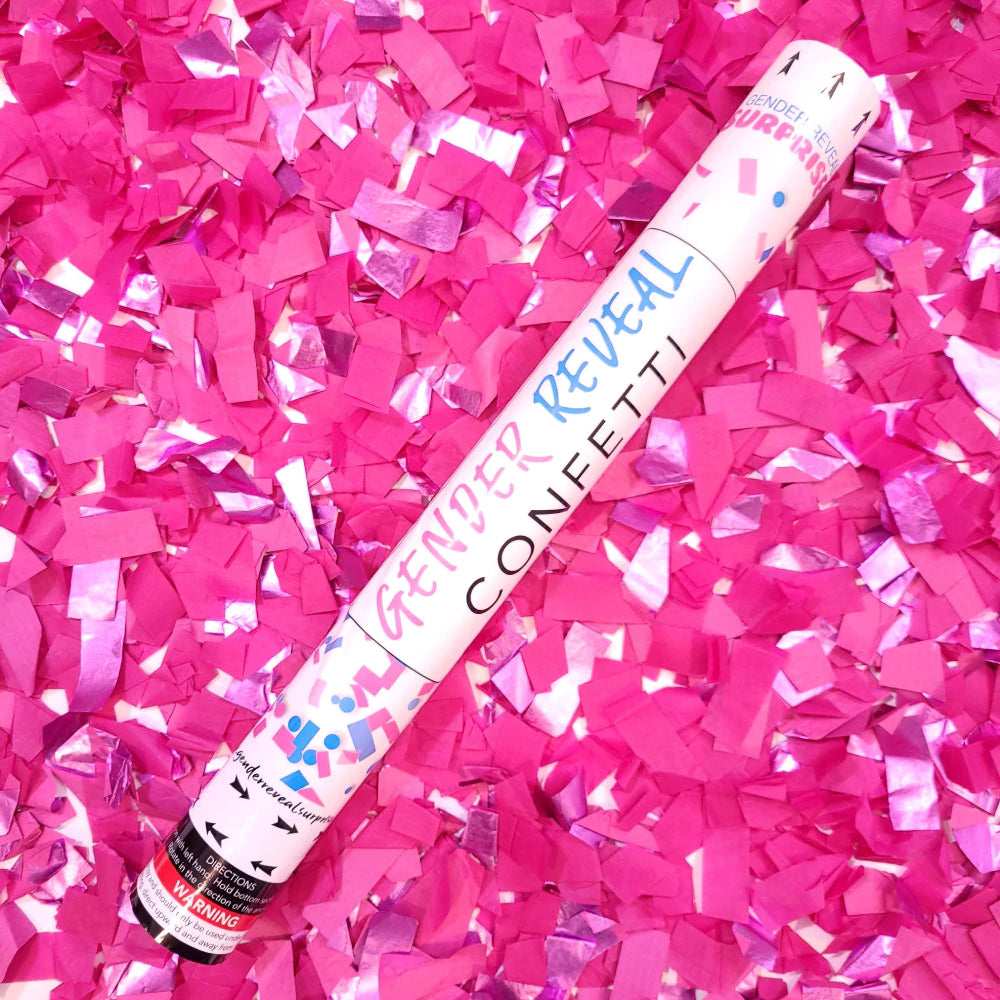 18 Pink Gender Reveal Powder & Confetti Cannons