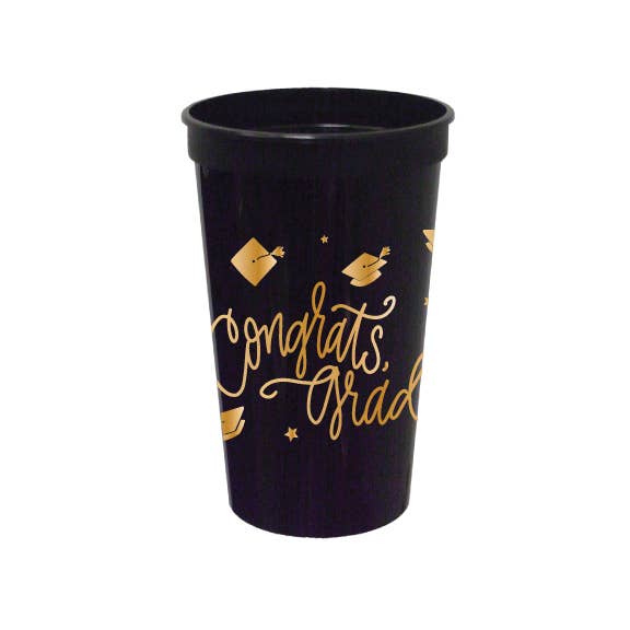 Congrats, Grad! | Black Stadium Cups (2 sizes)