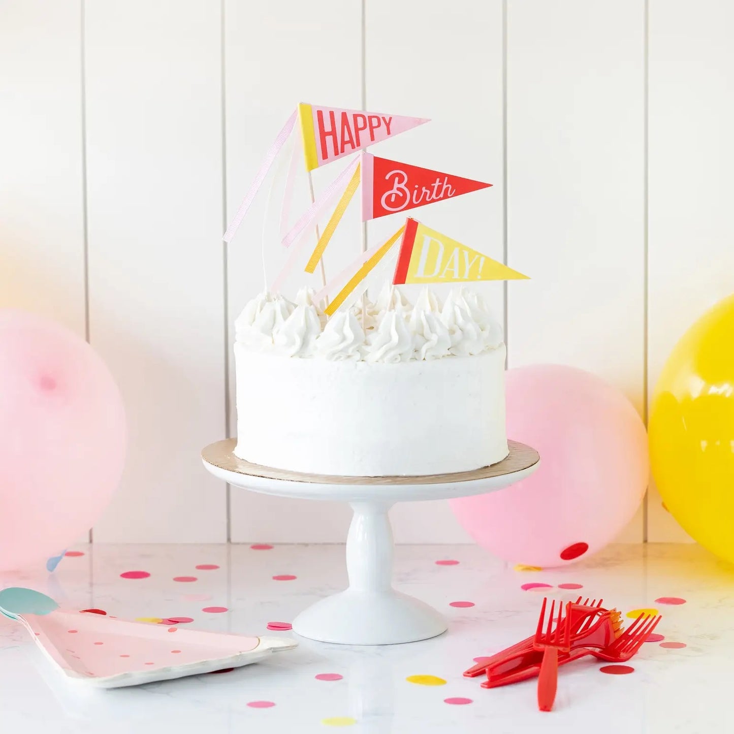 Pink Birthday Cake Toppers