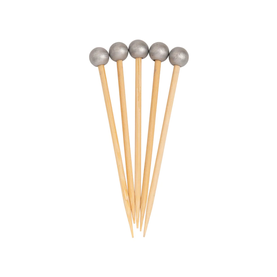 Silver 3.5 Inch Wood Party Pick/ 40 PK