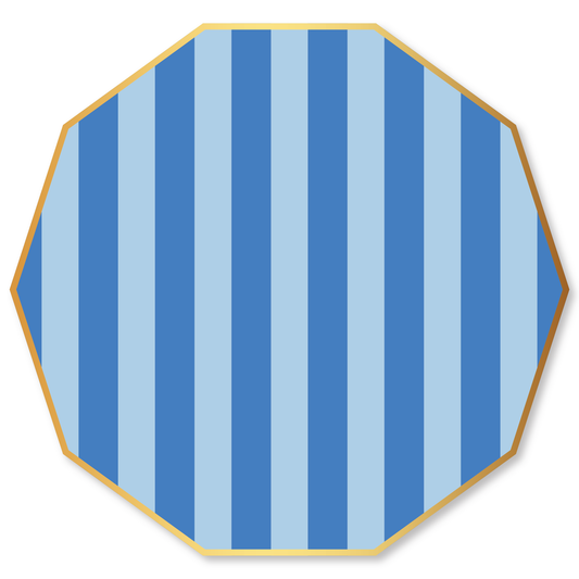 LIGHT & DARK BLUE SIGNATURE CABANA STRIPE LARGE PLATES