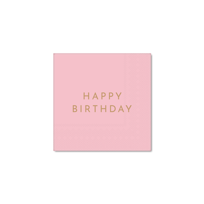 PETAL PINK SIGNATURE HAPPY BIRTHDAY COCKTAIL NAPKINS