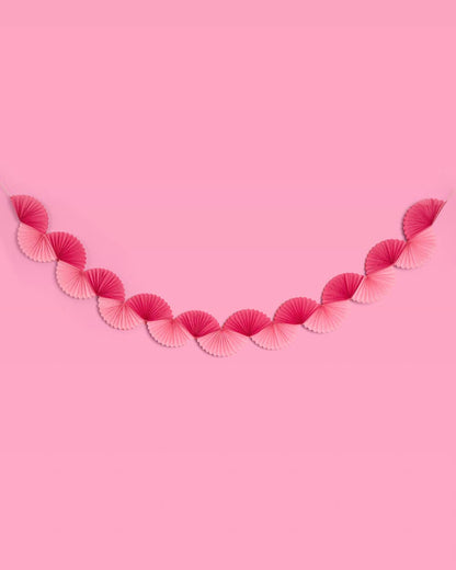 Pink Paper Fan Garland, Birthday Banner, Bachelorette