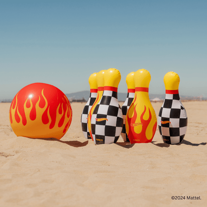 FUNBOY x Hot Wheels Checkered Flame Backyard Bowling Set