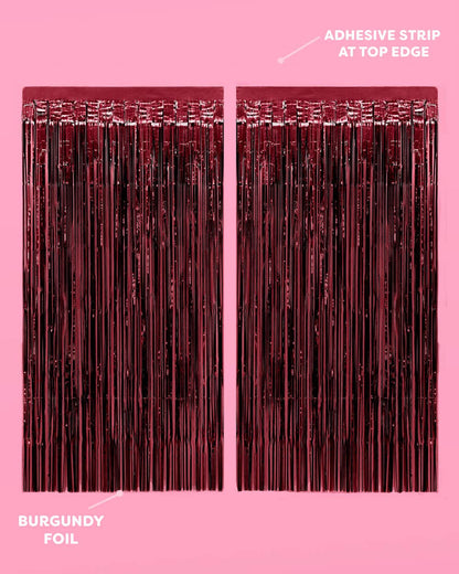 Merlot Curtain - set of 2 curtains, burgundy fringe, red