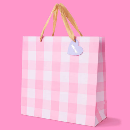 Gift Bags - Pink Gingham - Assorted Sizes to Choose From