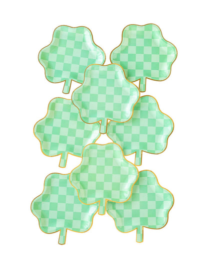 SPD1042 - Checkered Shamrock Paper Plate