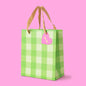 Gift Bags - Green Gingham - Assorted Sizes to Choose From