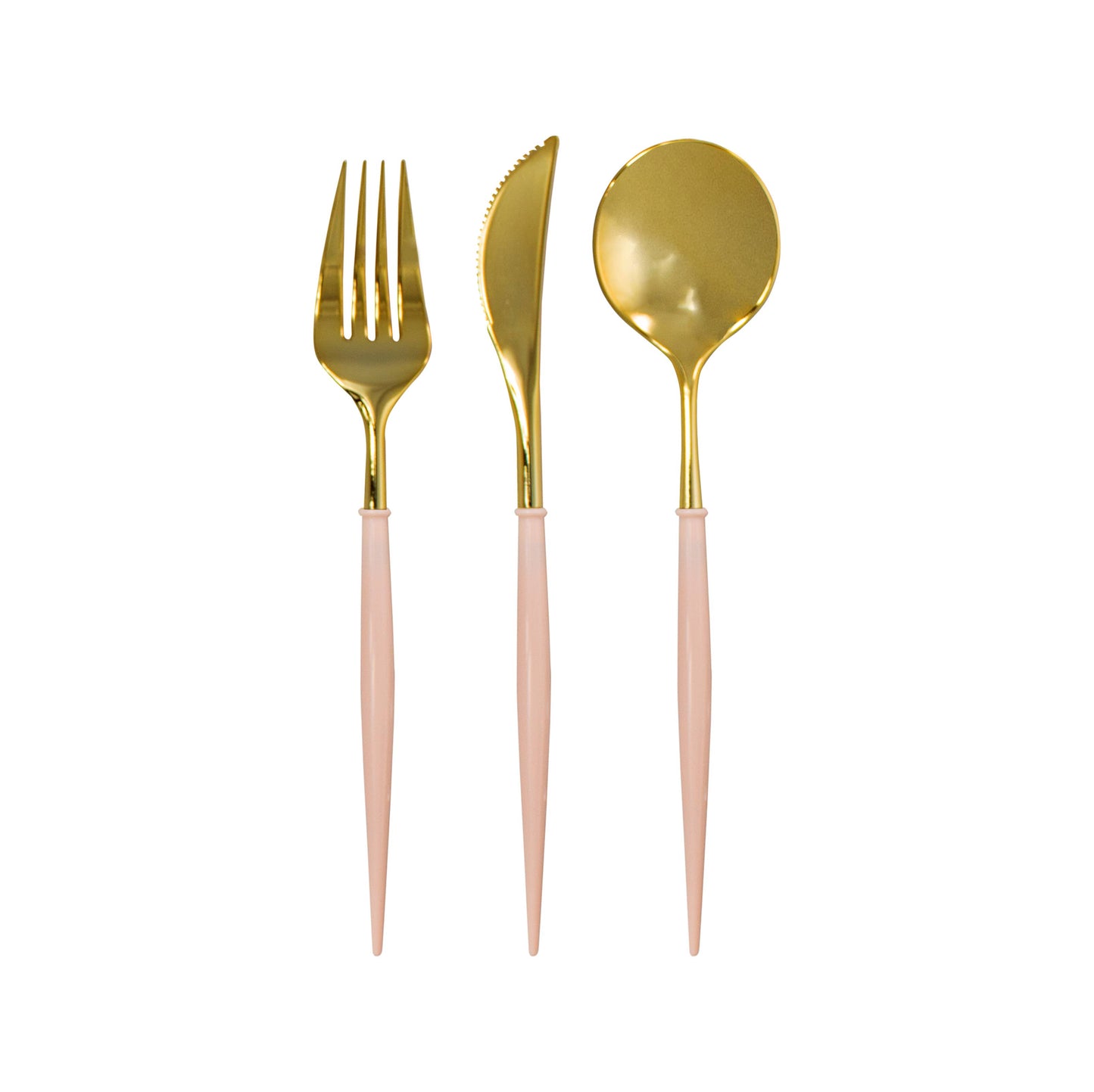 Bella Reusable Plastic Cutlery Gold/Blush Handle/ 24 PC, Service for 8