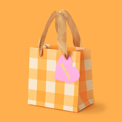 Gift Bags - Orange Gingham - Assorted Sizes to Choose From