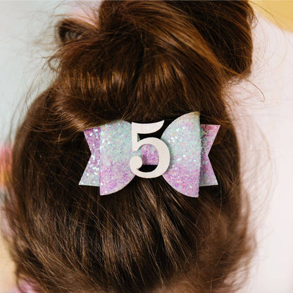 Pastel Rainbow #5 Clip - Kids Birthday Hair Clip