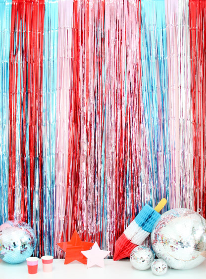 Mylar Fringe Curtain - Patriotic Pack for the 4th of July 