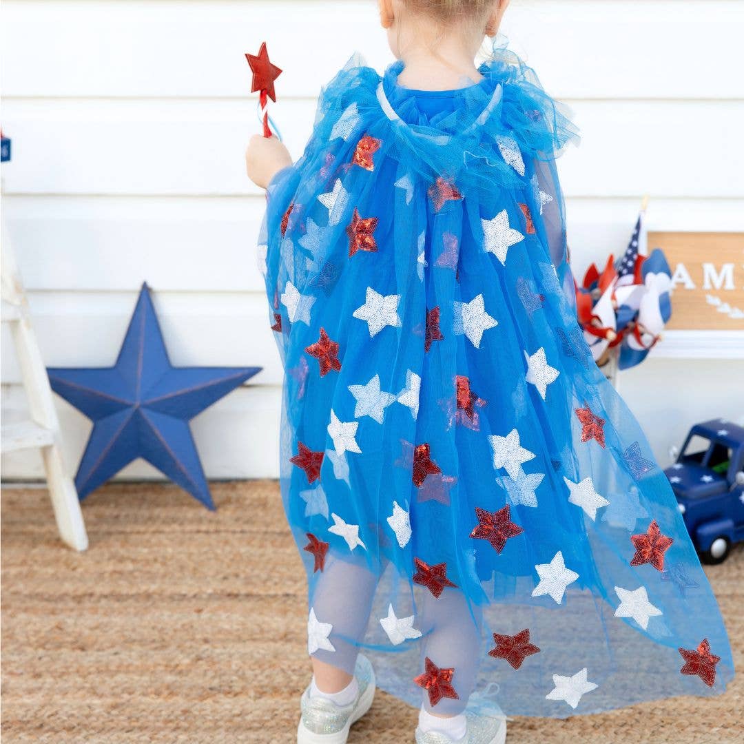 Patriotic Star Cape - Dress Up Cape - Kids 4th of July Cape