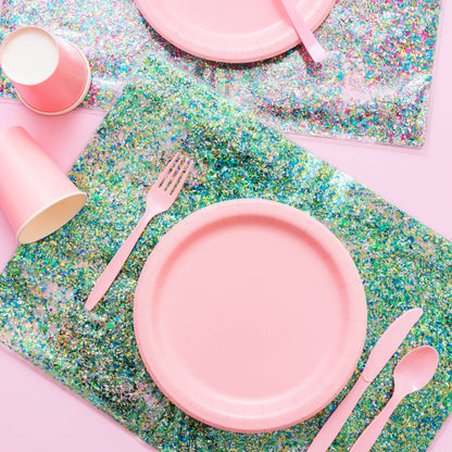 Placemat / Desk Pad - Blue + Green Confetti