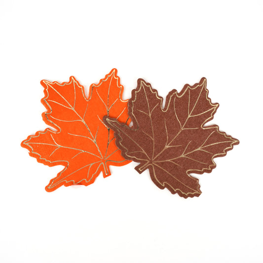 Die Cut Autumn Leaf Shaped Beverage Napkin