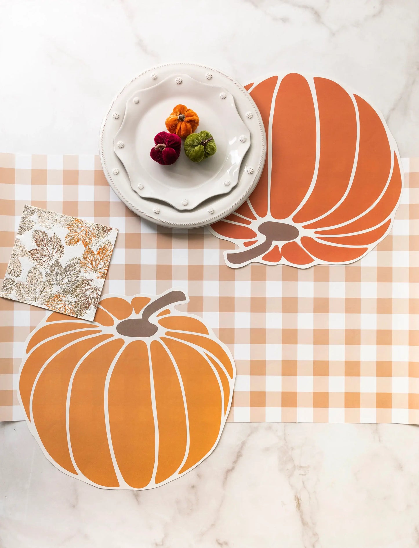 Orange Gingham Paper Table Runner