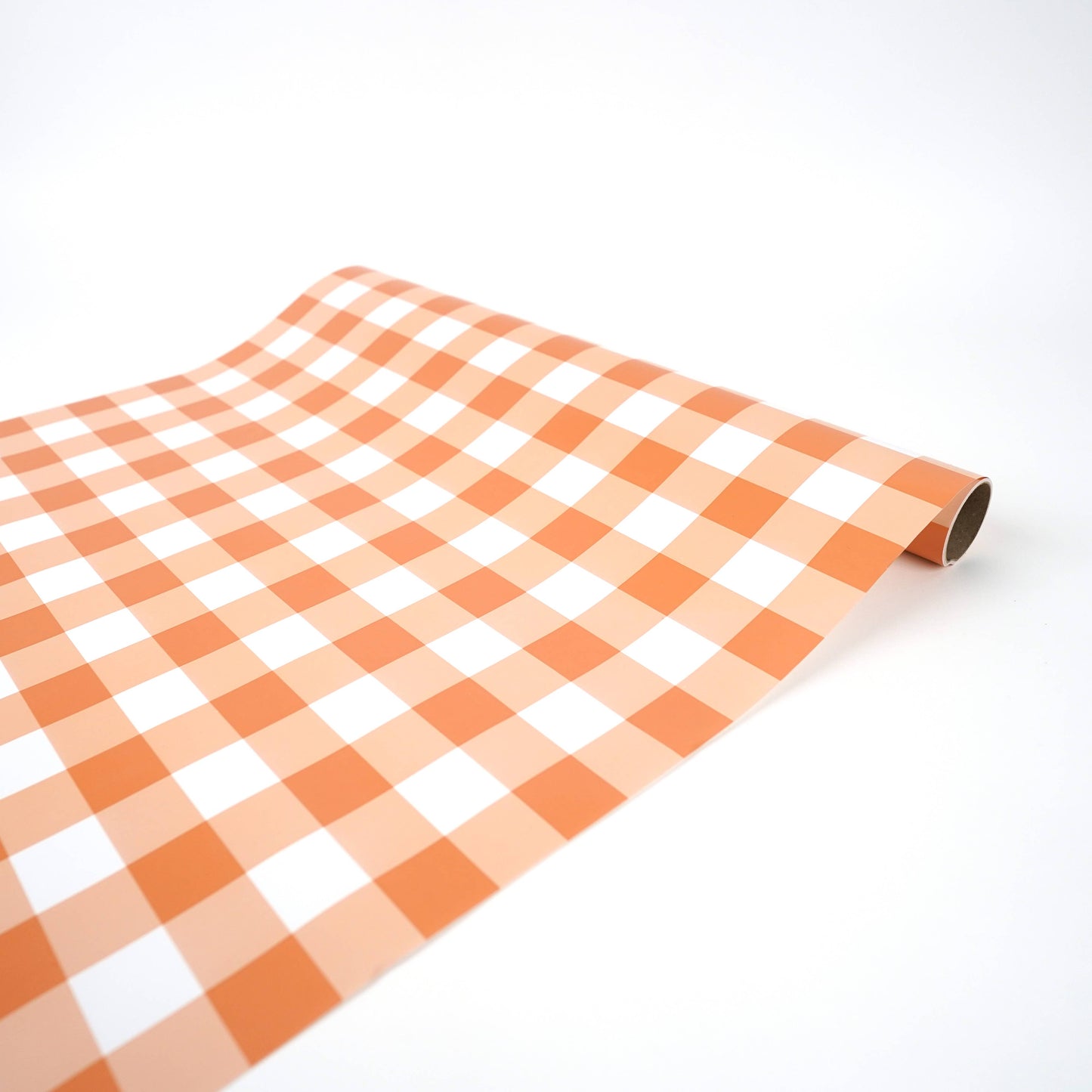 Orange Gingham Paper Table Runner