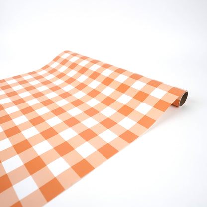 Orange Gingham Paper Table Runner