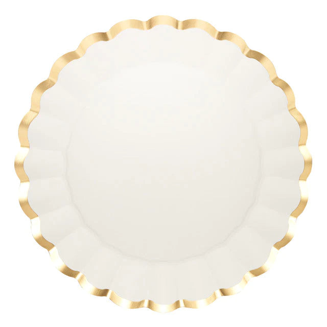 CHARGER PLATE GOLD & WHITE/8 PKG
