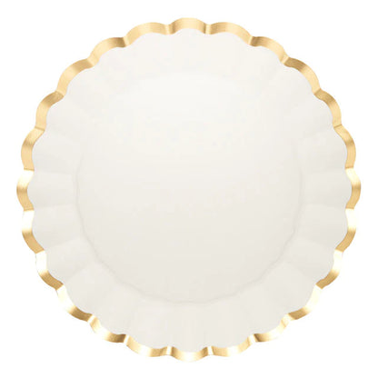 CHARGER PLATE GOLD & WHITE/8 PKG