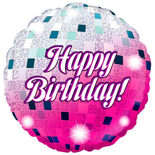 18” Glitterball Happy Birthday- Holographic