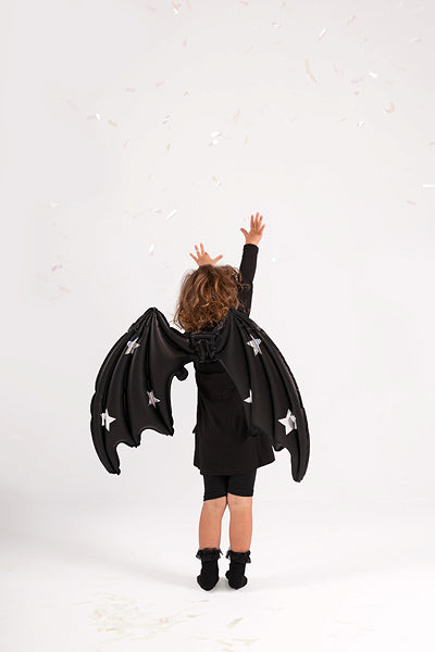 Foil Balloon Bat Wings- Black Matte with Stars