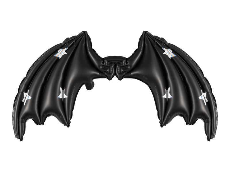 Foil Balloon Bat Wings- Black Matte with Stars