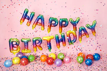 Happy Birthday Rainbow Foil Balloons