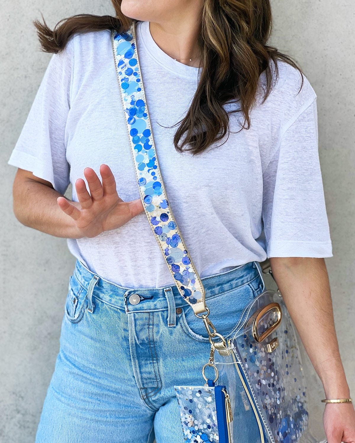 TRUE BLUE CONFETTI REMOVABLE PURSE STRAP ATTACHMENT