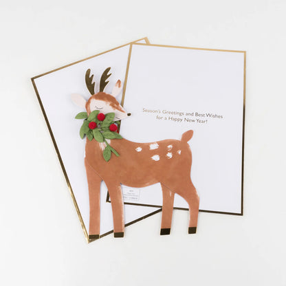 Festive Reindeer Stand Up Christmas Card