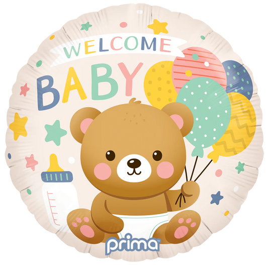 18" Welcome Baby Bear w/ Balloons - Prima