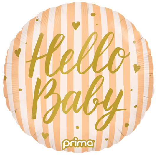 18” Round Hello Baby Peach Stripes