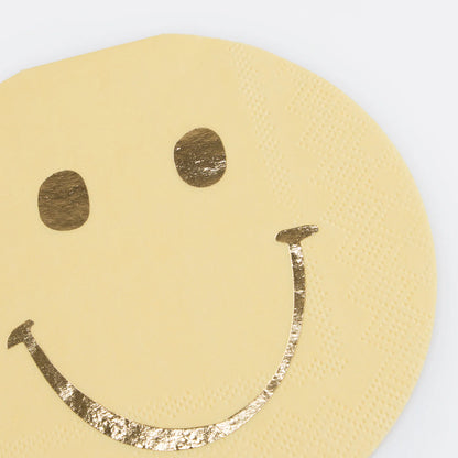 Happy Face Icons Shaped Napkins (x 16)