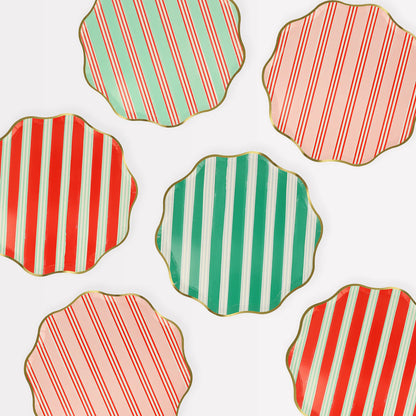 Festive Stripe Side Plates (x 8)