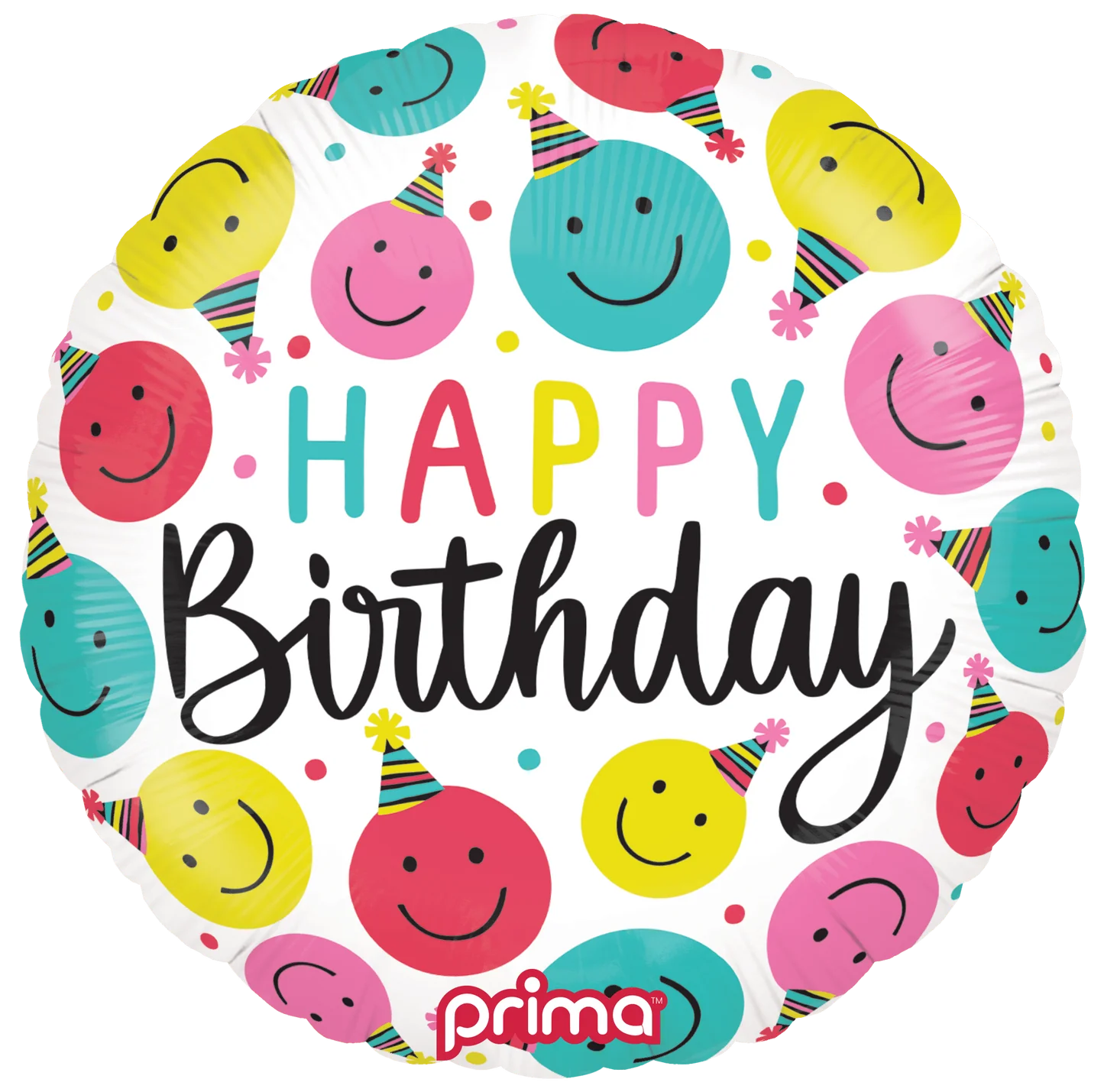 18” Round Birthday Happy Faces